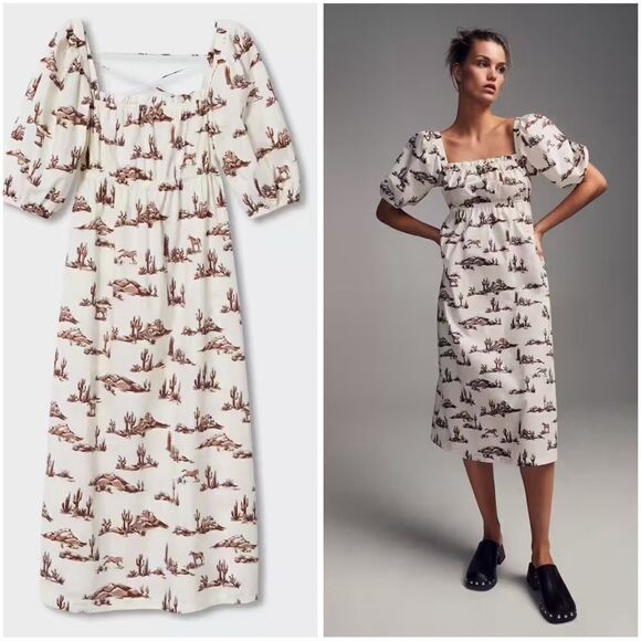 Mango Printed Landscape Desert Cotton Dress New - Picture 1 of 10